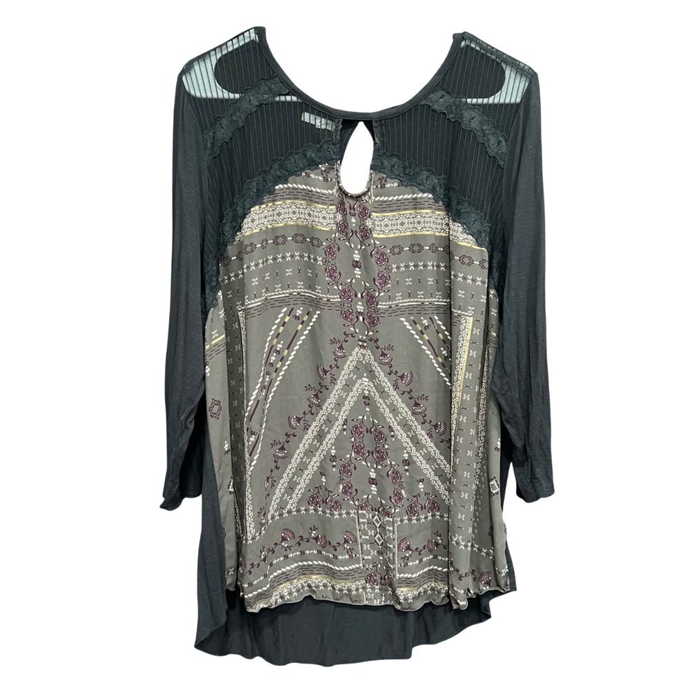 Women's Bohemian Patterned Top - Gray